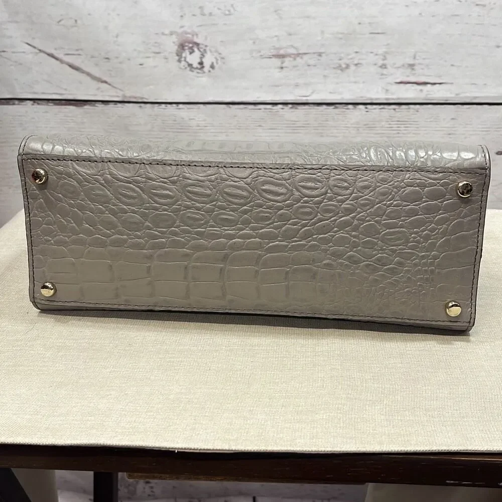 Kate‎ Spade New York Gray Croc Embossed Leather Top Handle Flap Bag